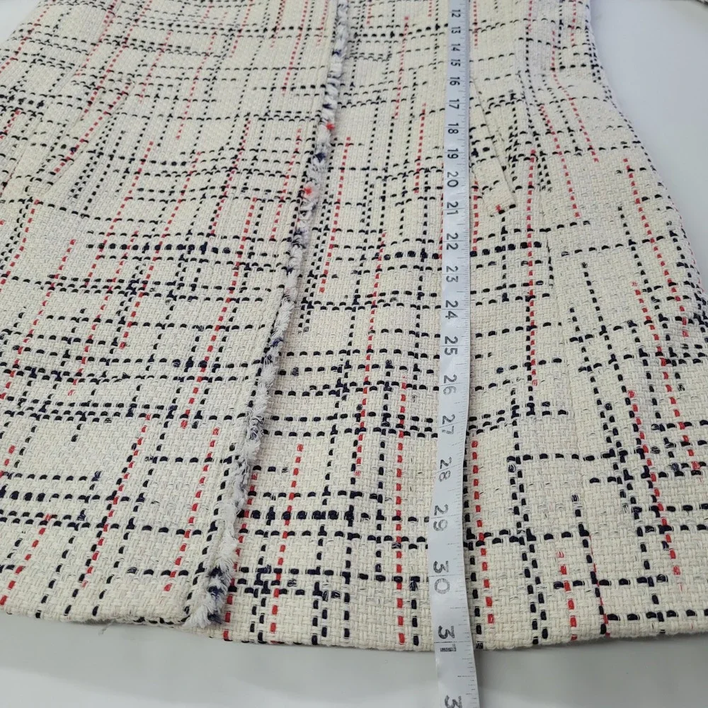 Banana Republic Womens Tweed Jacket Three Quarter Sleeve White Red‎ Black XS